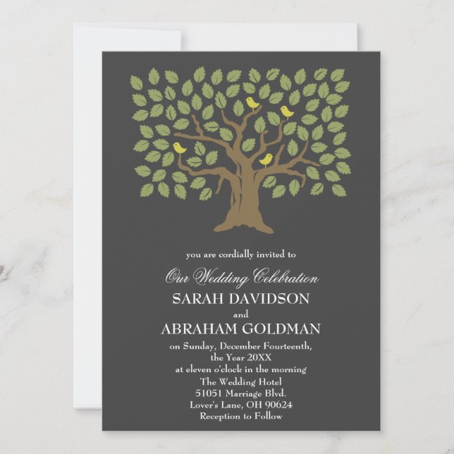 Invitaciones de Boda Judía Tradicionales - Árbol (Anverso)