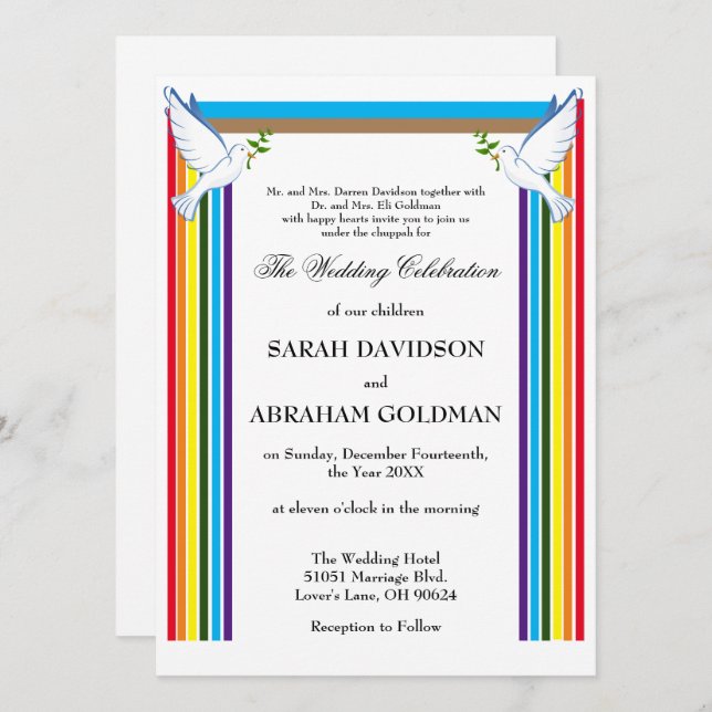 Invitaciones de Boda Judía Tradicionales - Arca (Anverso / Reverso)