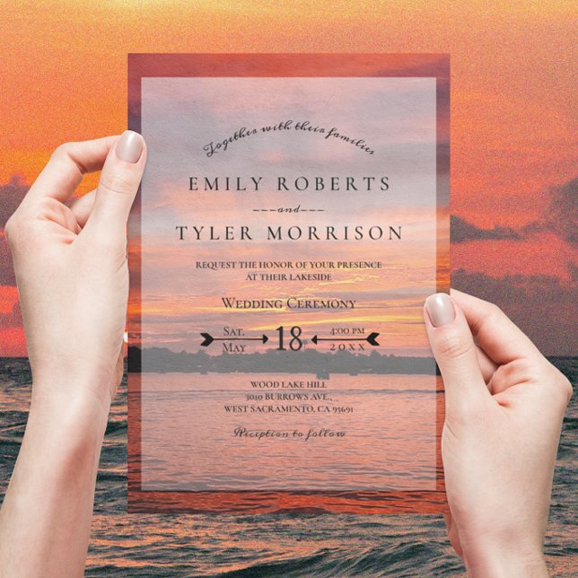 Invitaciones de boda junto al lago con puesta de s (Subido por el creador)