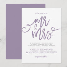 Invitaciones de boda lavanda-púrpura | Letra a pin
