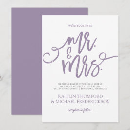 Invitaciones de boda lavanda-púrpura | Letra a pin