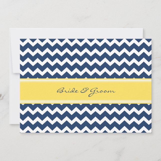 Invitaciones de boda Lemon Blue Chevron (Anverso)
