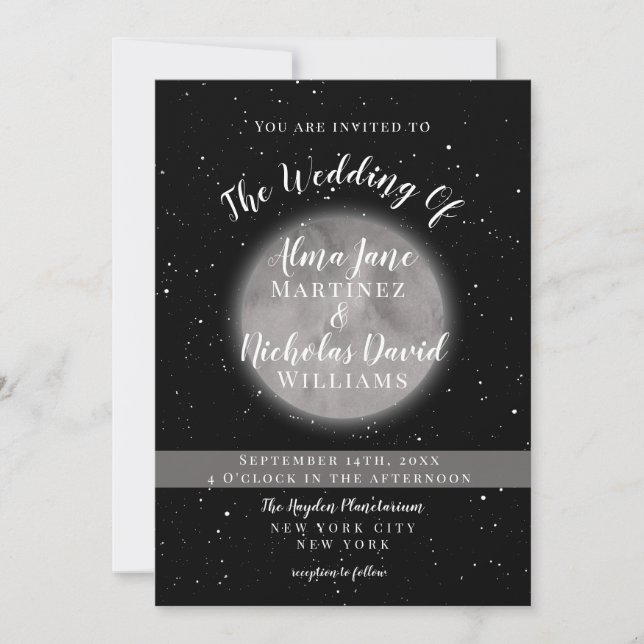 Invitaciones de boda | Luna y Estrella Celestiales (Anverso)