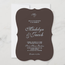 Invitaciones de boda marrones y azules
