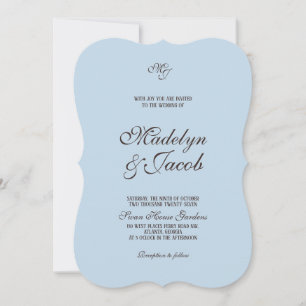 Invitaciones de boda marrones y azules