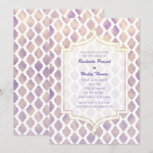 Invitaciones de boda marroquíes doradas y blancas 