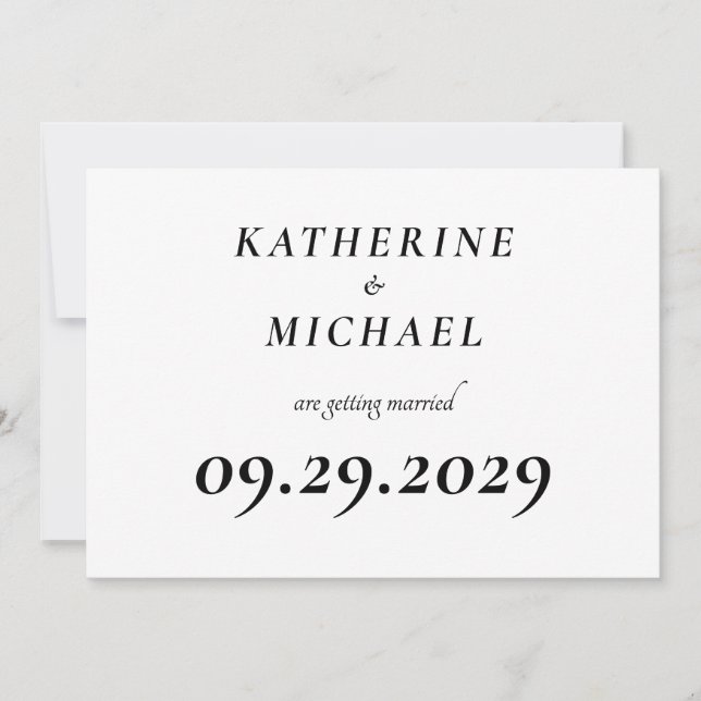 Invitaciones de Boda Minimalistas Blancas Elegante (Anverso)