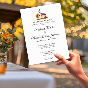 Invitaciones de boda minimalistas de iglesia con h