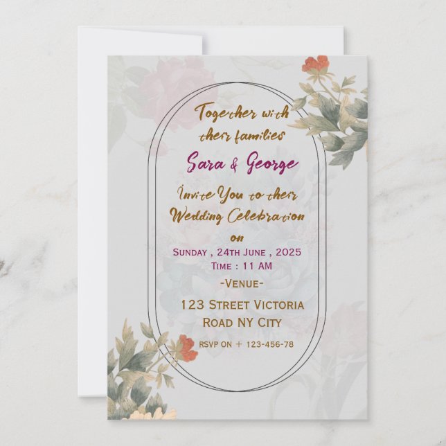 Invitaciones de Boda Modernas  (Anverso)