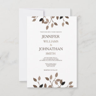 Invitaciones de boda modernas en hoja