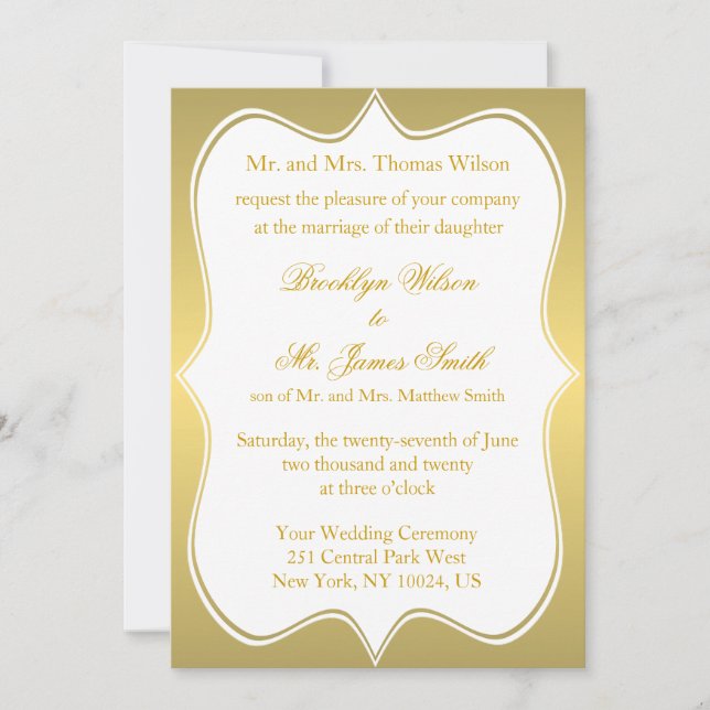 Invitaciones de boda náutica Brújula de oro (Anverso)