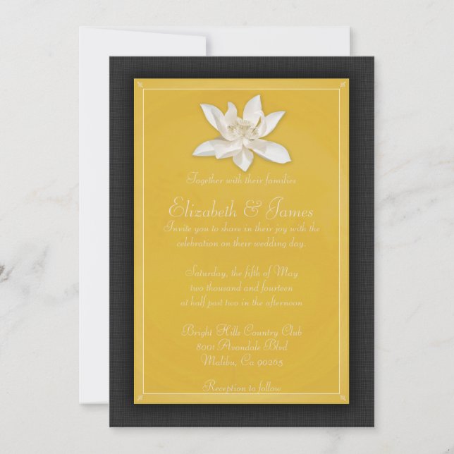 Invitaciones De Boda Negra Y Oro (Anverso)