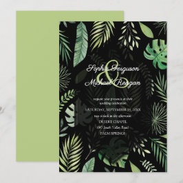 Invitaciones de Boda Negras Botánicas con Vegetaci