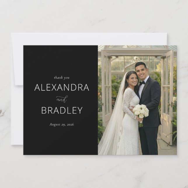 Invitaciones de boda negras elegantes (Anverso)