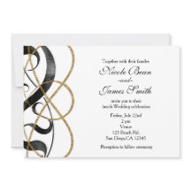 Invitaciones de boda negras y doradas de arte eleg