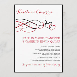 Invitaciones de boda (Negro y Rojo) Queridas