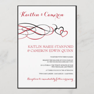 Invitaciones de boda (Negro y Rojo) Queridas