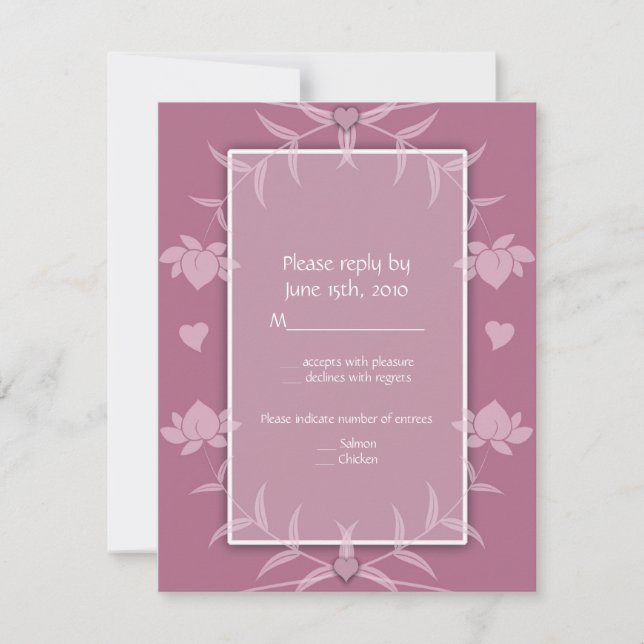 Invitaciones de boda notas florales rosadas de RSV (Anverso)