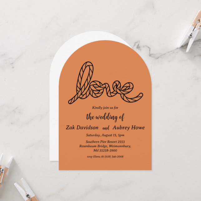 Invitaciones de boda occidentales boho modernas (Anverso/Reverso In Situ)