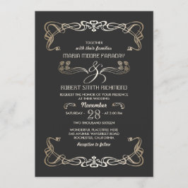 Invitaciones de boda oro Art Deco