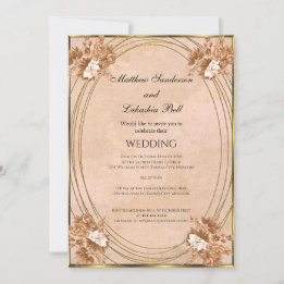 Invitaciones de boda otoño colores flores oro