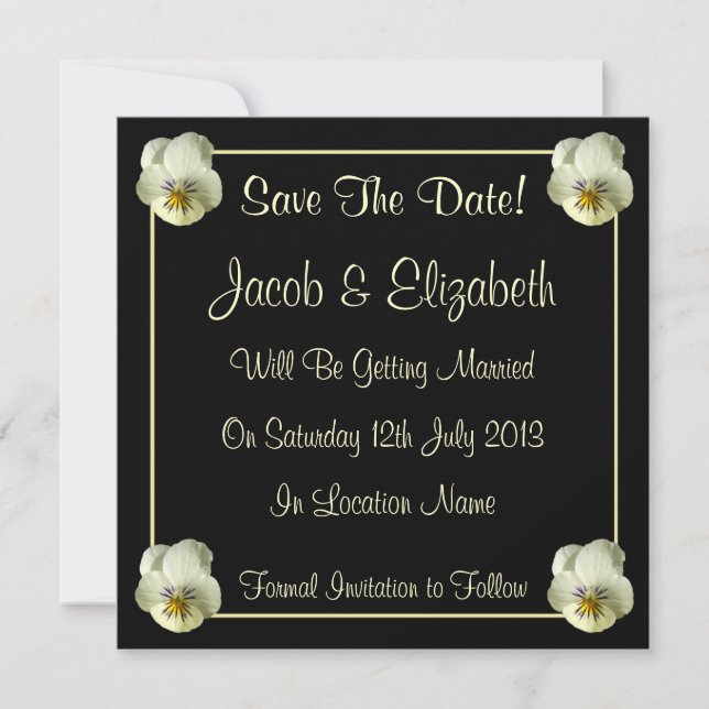 Invitaciones de boda para guardar la fecha con flo (Anverso)
