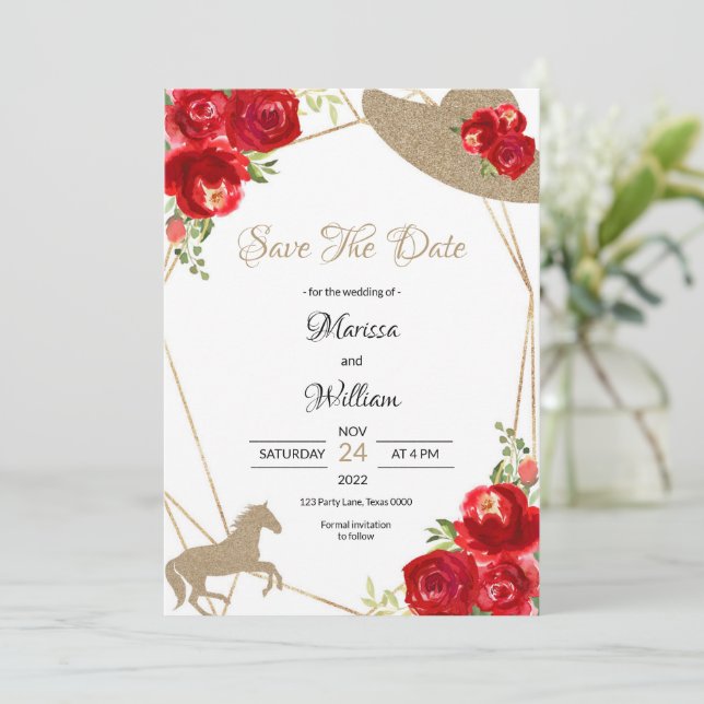 Invitaciones de boda para guardar la fecha de la D (Anverso de pie)