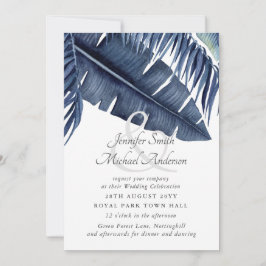 Invitaciones de boda para parejas con hojas de azu