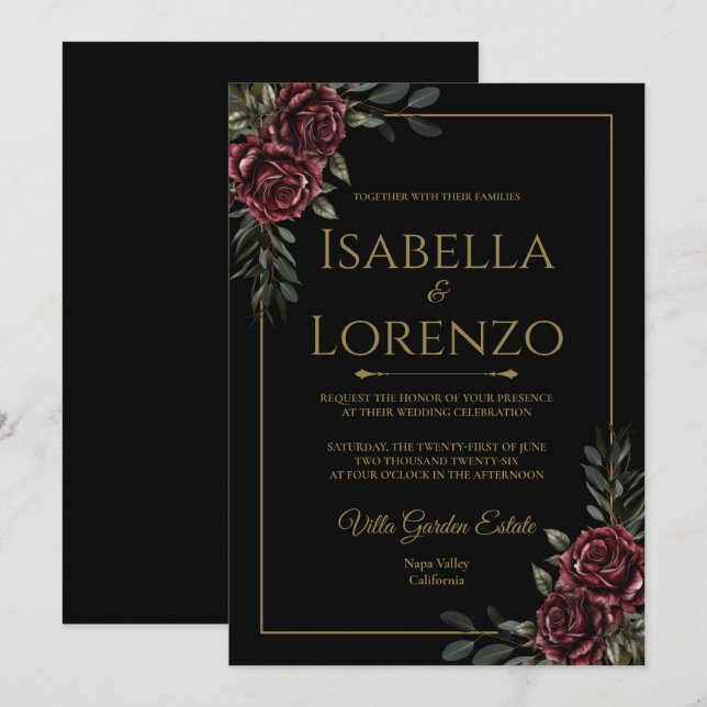 Invitaciones de Boda para Suite de Lujo Moody (Anverso / Reverso)
