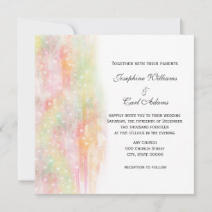 Invitaciones de boda Pastel Watercolor Hearts