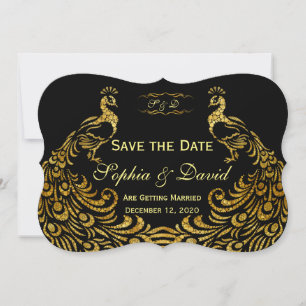 Invitaciones de Boda Pavón Dorado GUARDA LA FECH