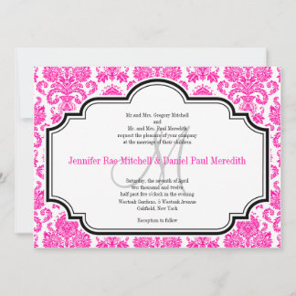 Invitaciones de boda personalizadas Damasco rosa c
