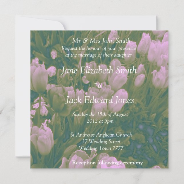 Invitaciones de boda personalizadas de tulipán de  (Anverso)