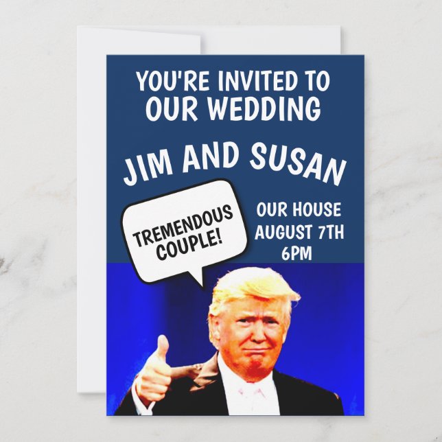 INVITACIONES DE BODA PERSONALIZADAS DONALD TRUMP (Anverso)
