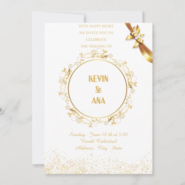 Invitaciones de boda personalizadas | Elegante, Rú (Anverso)