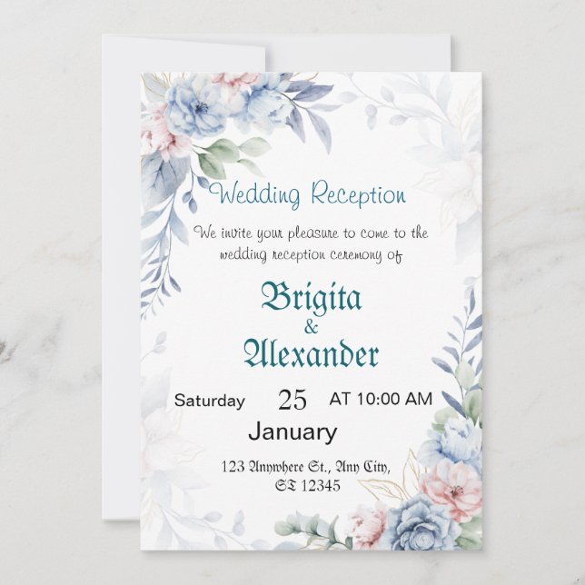Invitaciones de Boda Personalizadas Florales (Anverso)