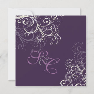Invitaciones de boda PixDezines Pearly swirls+Plum