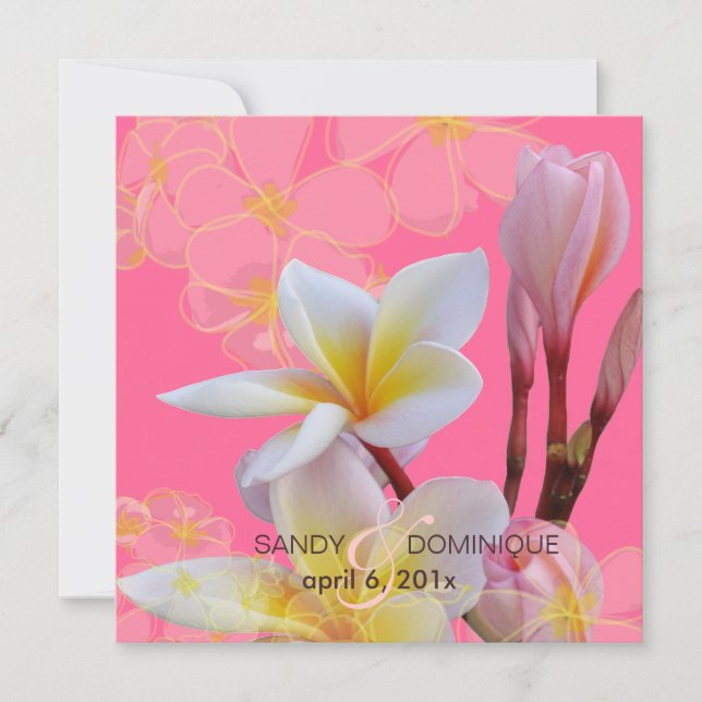 Invitaciones de boda PixDezines Pink Plumeria (Anverso)