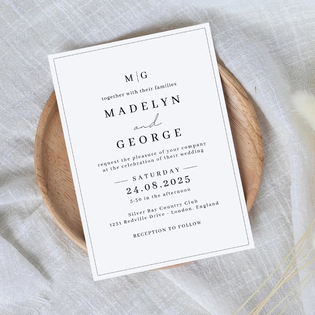 Invitaciones de boda Plantilla simple Minimalista (Subido por el creador)