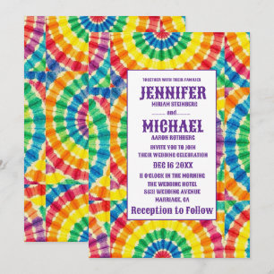 Invitaciones de boda psicodélicas con teñido de nu