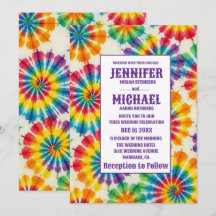 Invitaciones de boda psicodélicas con teñido de nu