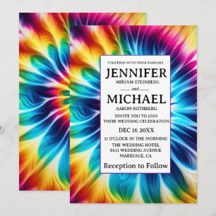 Invitaciones de boda psicodélicas con teñido de nu