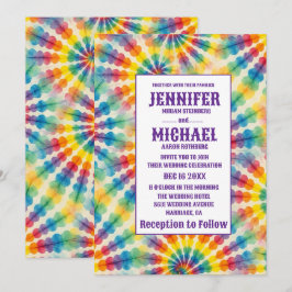 Invitaciones de boda psicodélicas con teñido de nu