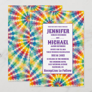 Invitaciones de boda psicodélicas con teñido de nu