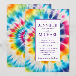 Invitaciones de boda psicodélicas con teñido de nu