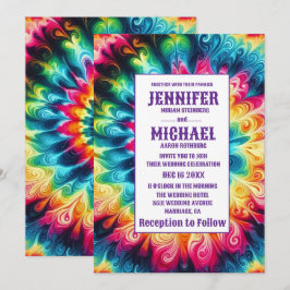 Invitaciones de boda psicodélicas con teñido de nu