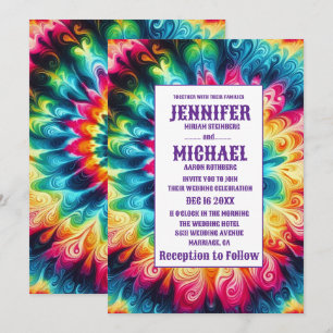 Invitaciones de boda psicodélicas con teñido de nu