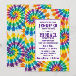 Invitaciones de boda psicodélicas con teñido de nu