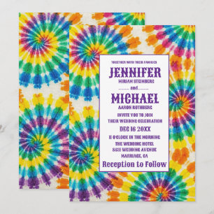 Invitaciones de boda psicodélicas con teñido de nu
