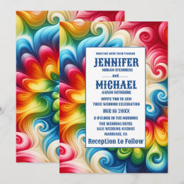 Invitaciones de boda psicodélicas con teñido de nu